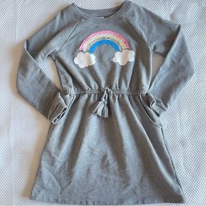 Cute rainbow 🌈 sequin reversible grey long sleeved sweater dress size XS 4-5yrs